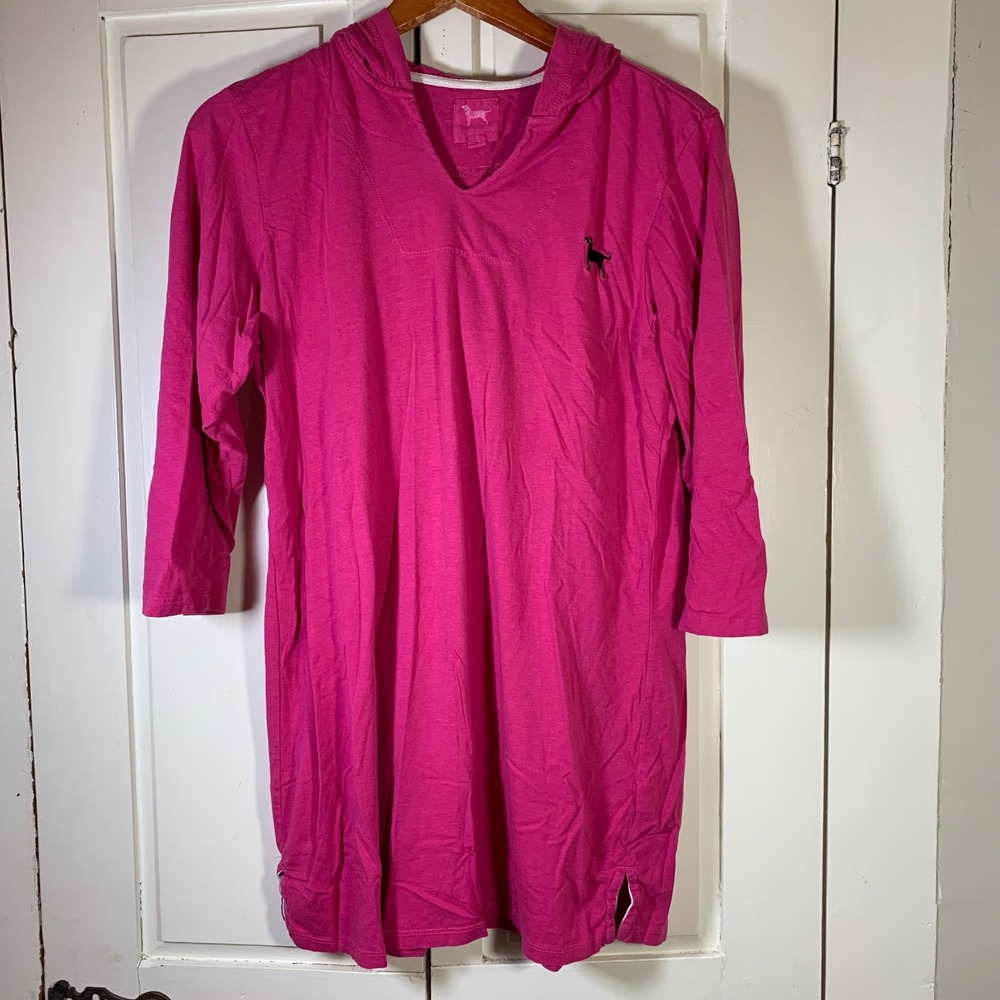 The Black Dog Girls Pink Hooded Beach Cover Up Top Large Preppy Summer‎ Coastal